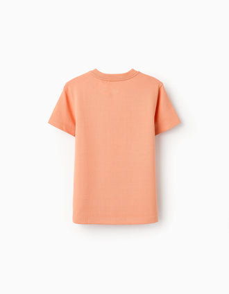 T-shirt em Algodão Piqué para Menino, Laranja