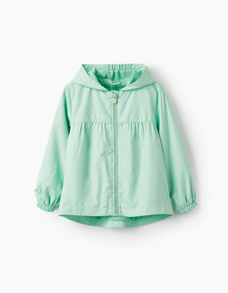 Chaqueta Cortavientos con Capucha para Niña, Verde