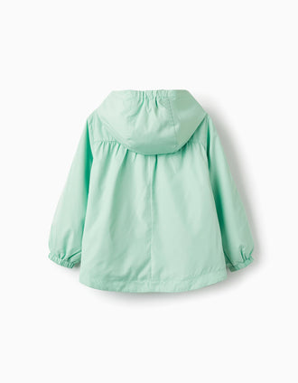 Chaqueta Cortavientos con Capucha para Niña, Verde