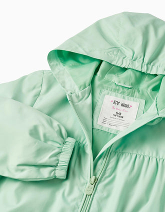Chaqueta Cortavientos con Capucha para Niña, Verde