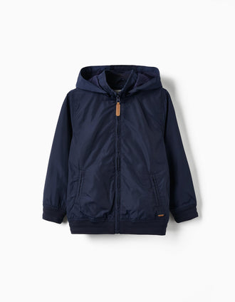 Manteau avec Capuche Amovible pour Garçon, Bleu Foncé