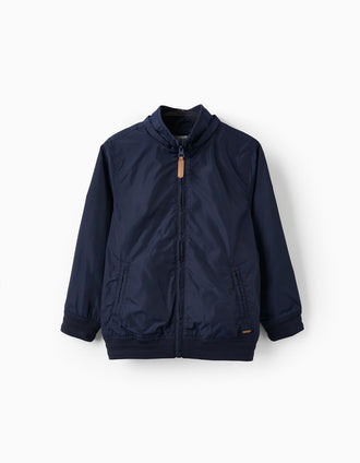 Manteau avec Capuche Amovible pour Garçon, Bleu Foncé