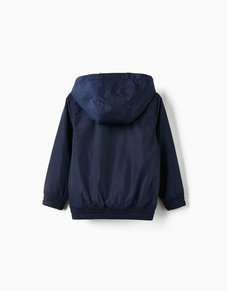 Manteau avec Capuche Amovible pour Garçon, Bleu Foncé