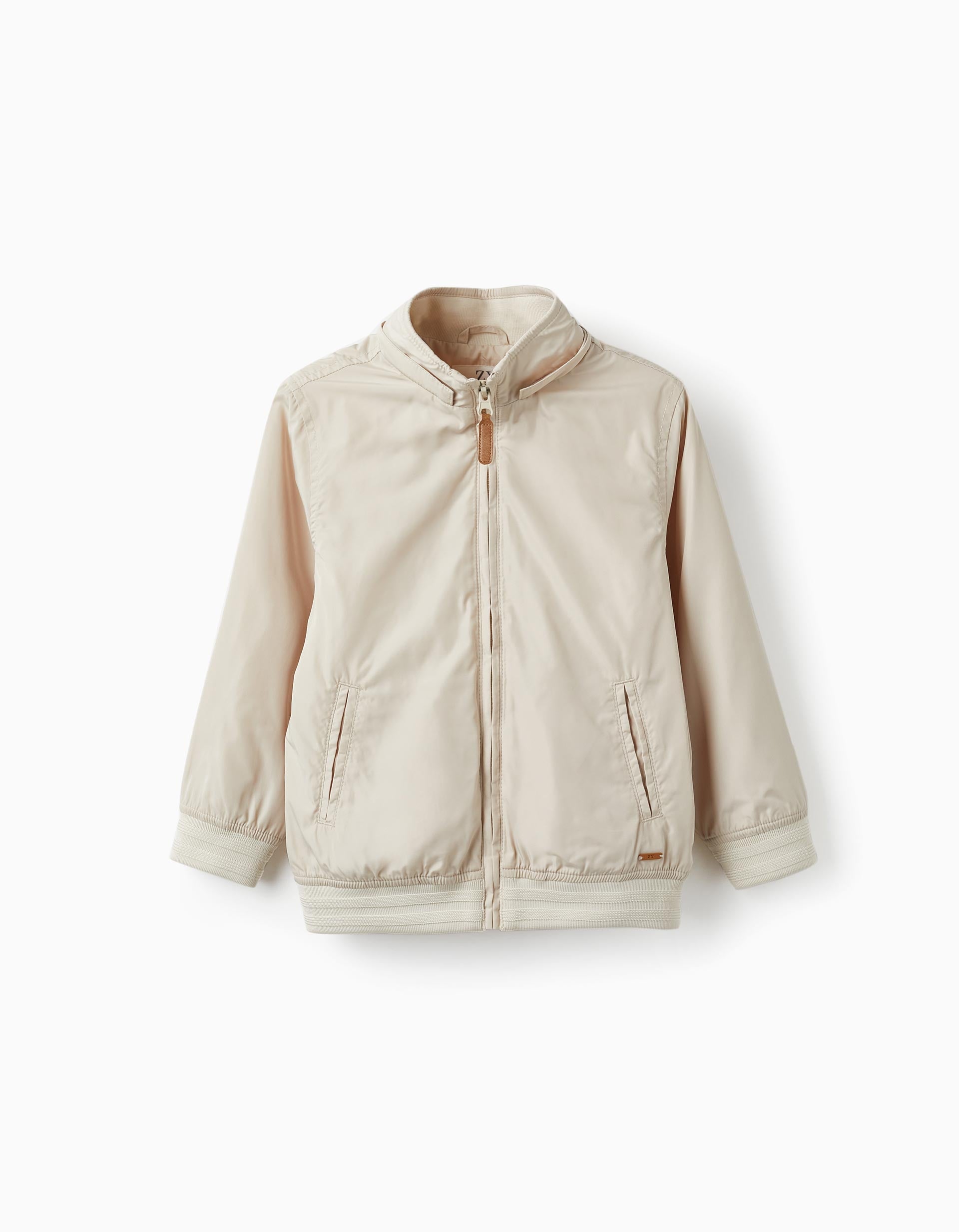 Hooded Jacket with Removable Hood for Boys, Beige