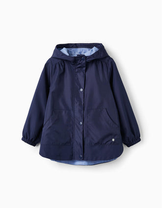 Parka con Capucha para Niña, Azul Oscuro