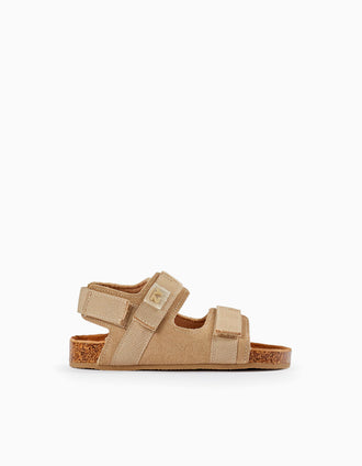 Sandalias de Piel para Bebé Niño, Beige