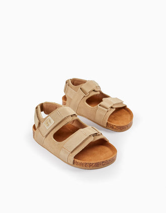 Sandales en cuir pour bébé garçon, Beige