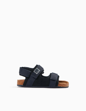 Sandalias de Piel para Bebé Niño, Azul Oscuro