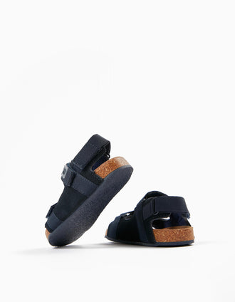 Sandalias de Piel para Bebé Niño, Azul Oscuro