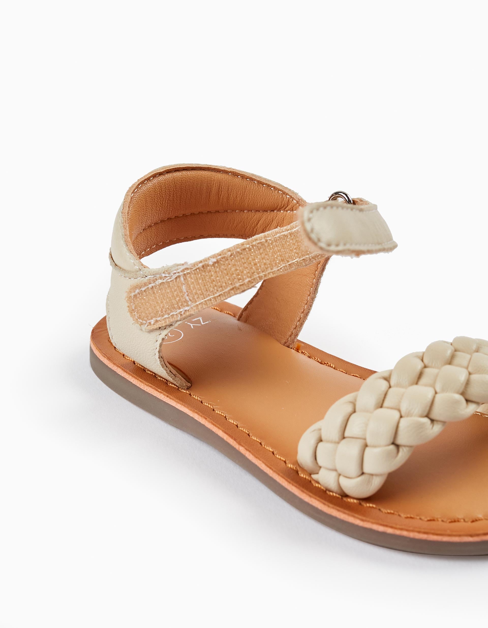 Leather Sandals for Baby Girls, Beige