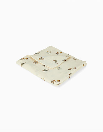 Swaddle/ Fralda Musselina Algodão Orgânico Circus Sand Nuuroo 120X120 Cm