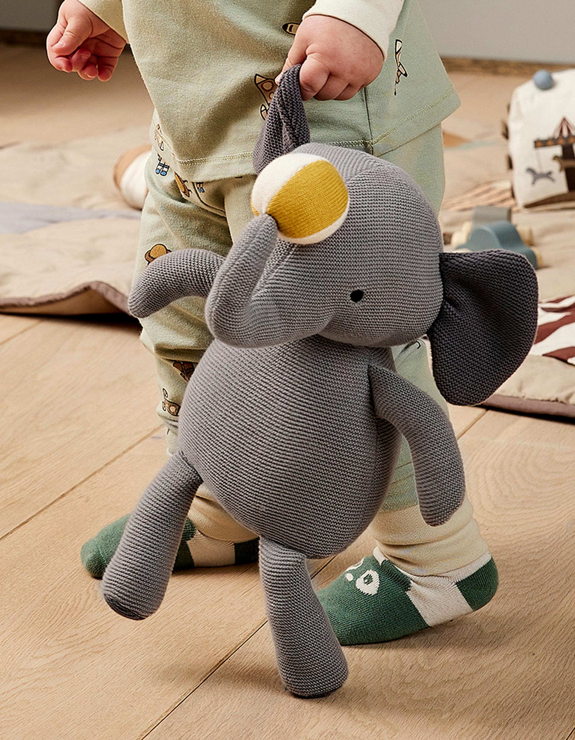 Peluche Elephant Tricot Circus Grey Nuuroo 12M+