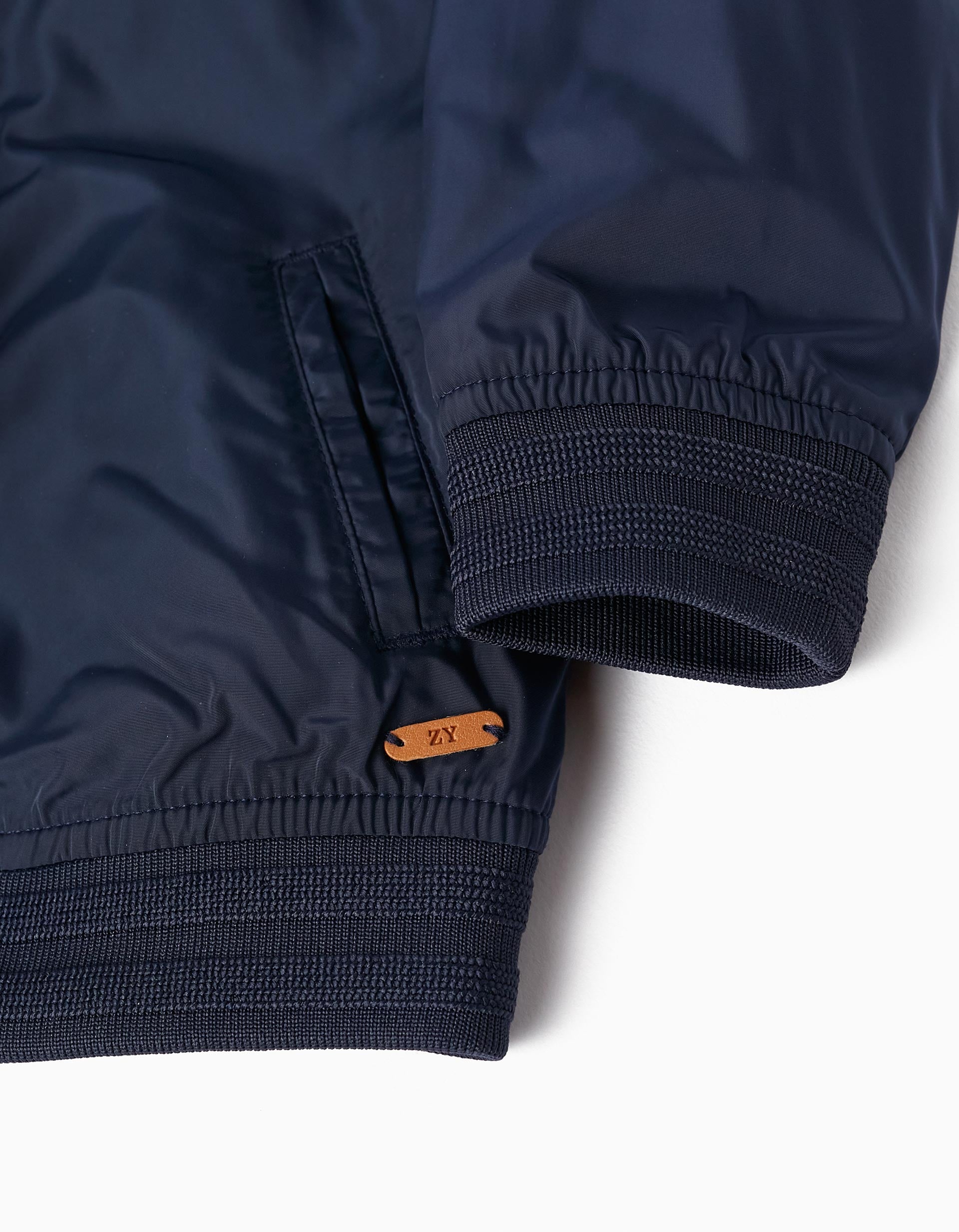 Hooded Jacket with Removable Hood for Baby Boy, Dark Blue