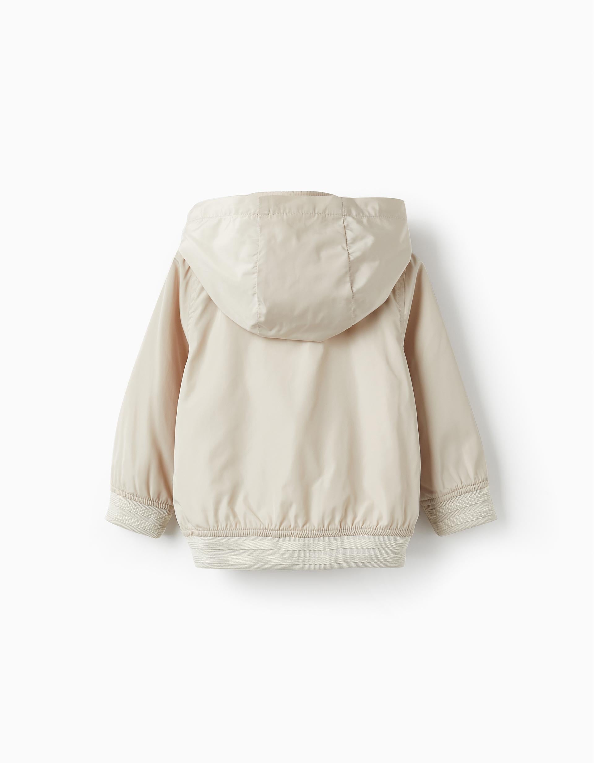 Hooded Jacket with Removable Hood for Baby Boy, Beige