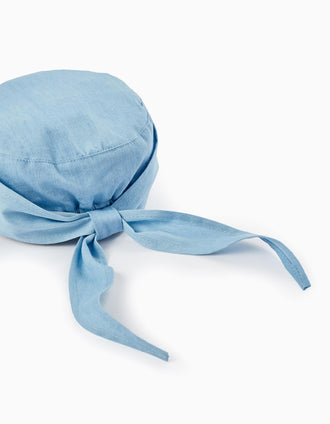 Boné de Algodão com Fita para Menina, Azul