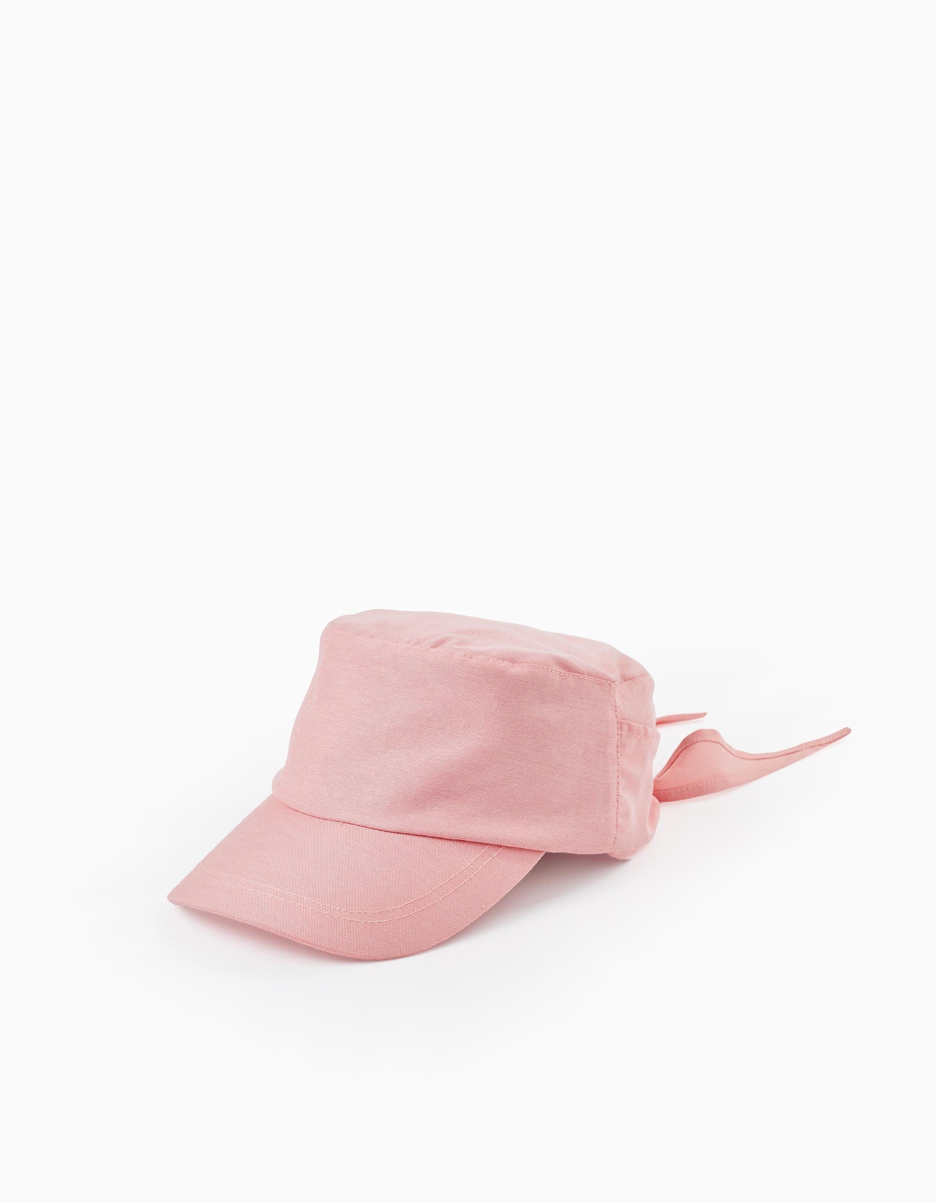 Cotton Cap with Ribbon for Girls, Pink