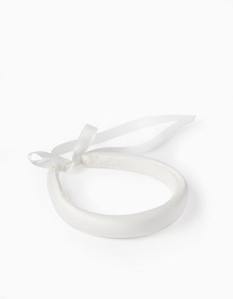 Diadema con Cinta de Raso para Niña, Blanco