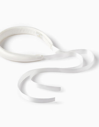 Diadema con Cinta de Raso para Niña, Blanco