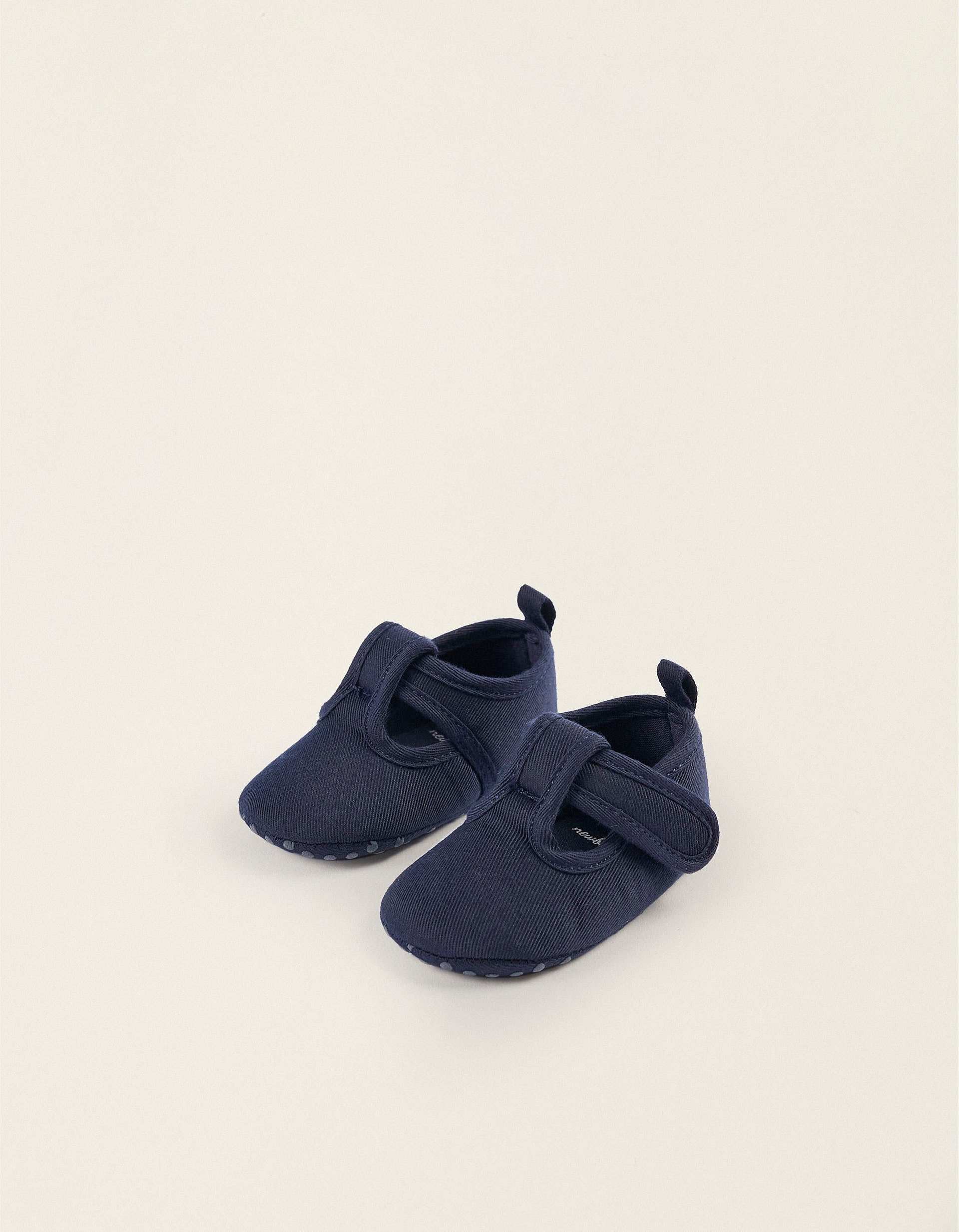 Twill Shoes for Newborn Boys, Dark Blue