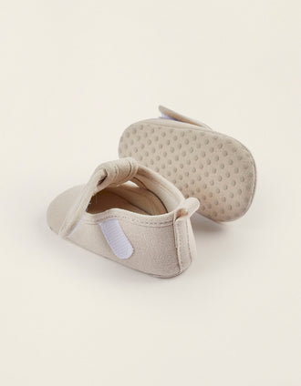 Zapatos de Sarga para Recién Nacido, Gris Claro