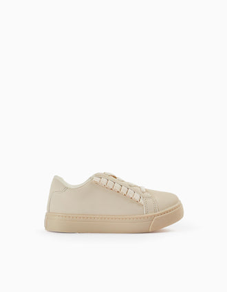 Zapatillas con Volantes para Bebé Niña, Beige
