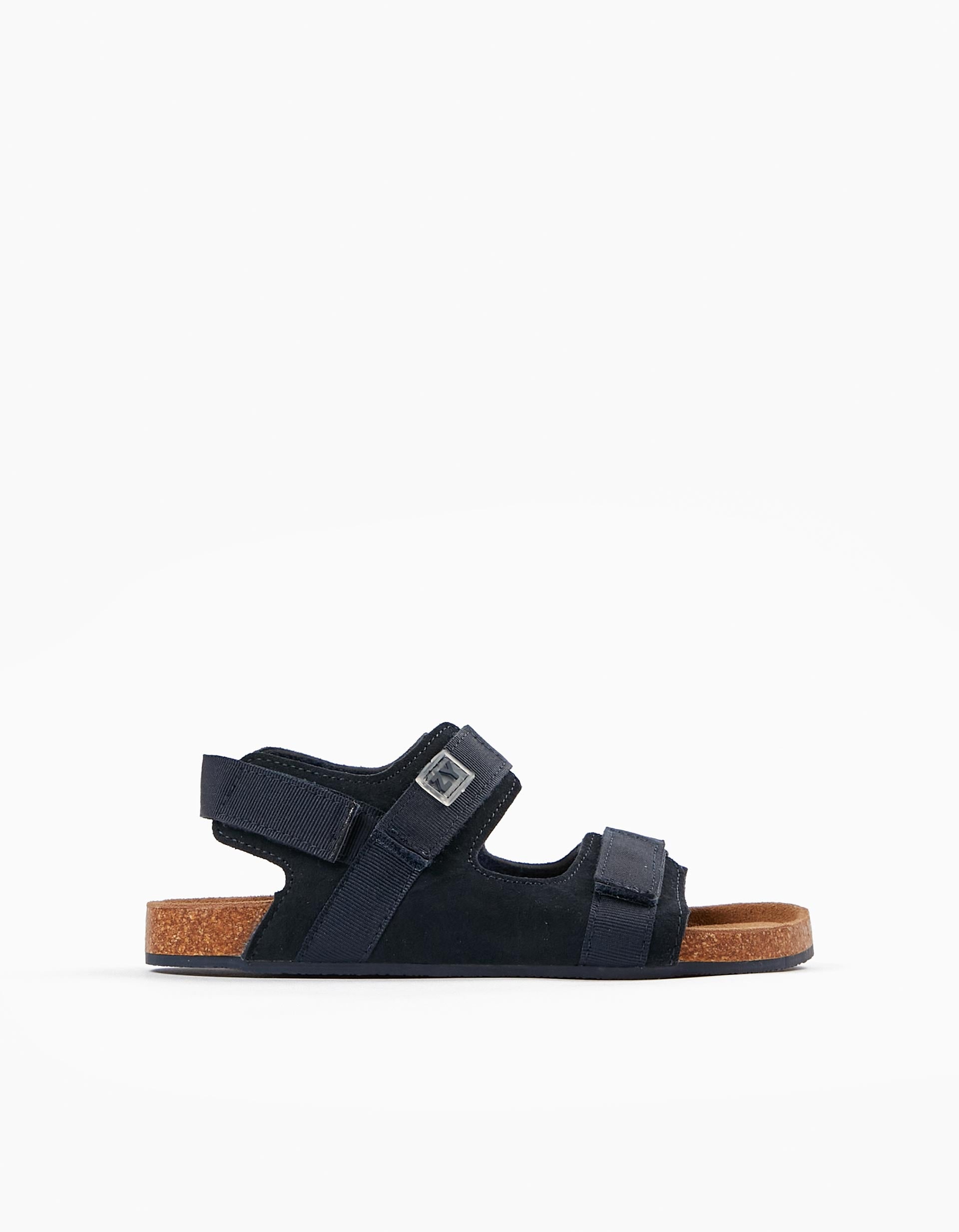 Leather Sandals for Boys, Dark Blue