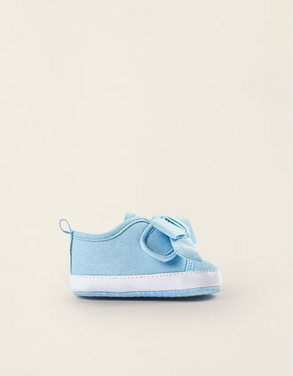 Zapatos con Lazo para Recién Nacida, Azul Claro