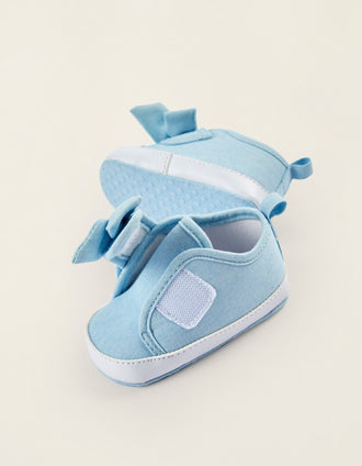 Zapatos con Lazo para Recién Nacida, Azul Claro
