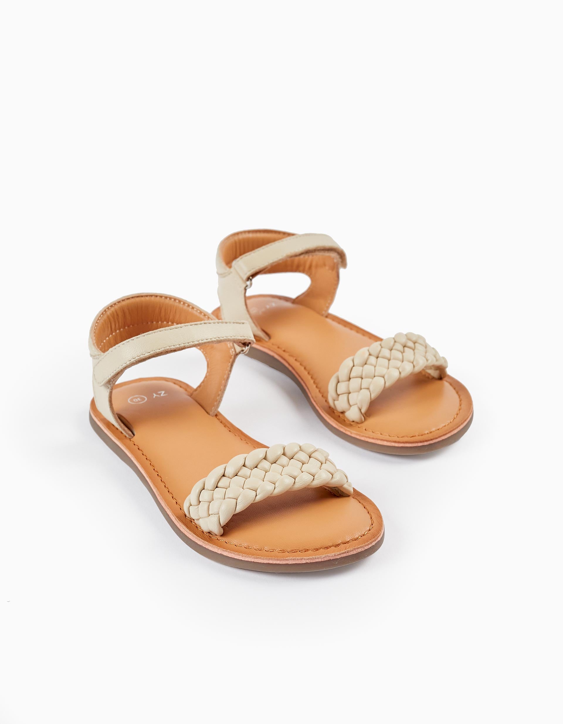 Leather Sandals for Girls, Beige