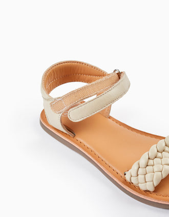 Sandalias de Piel para Niña, Beige