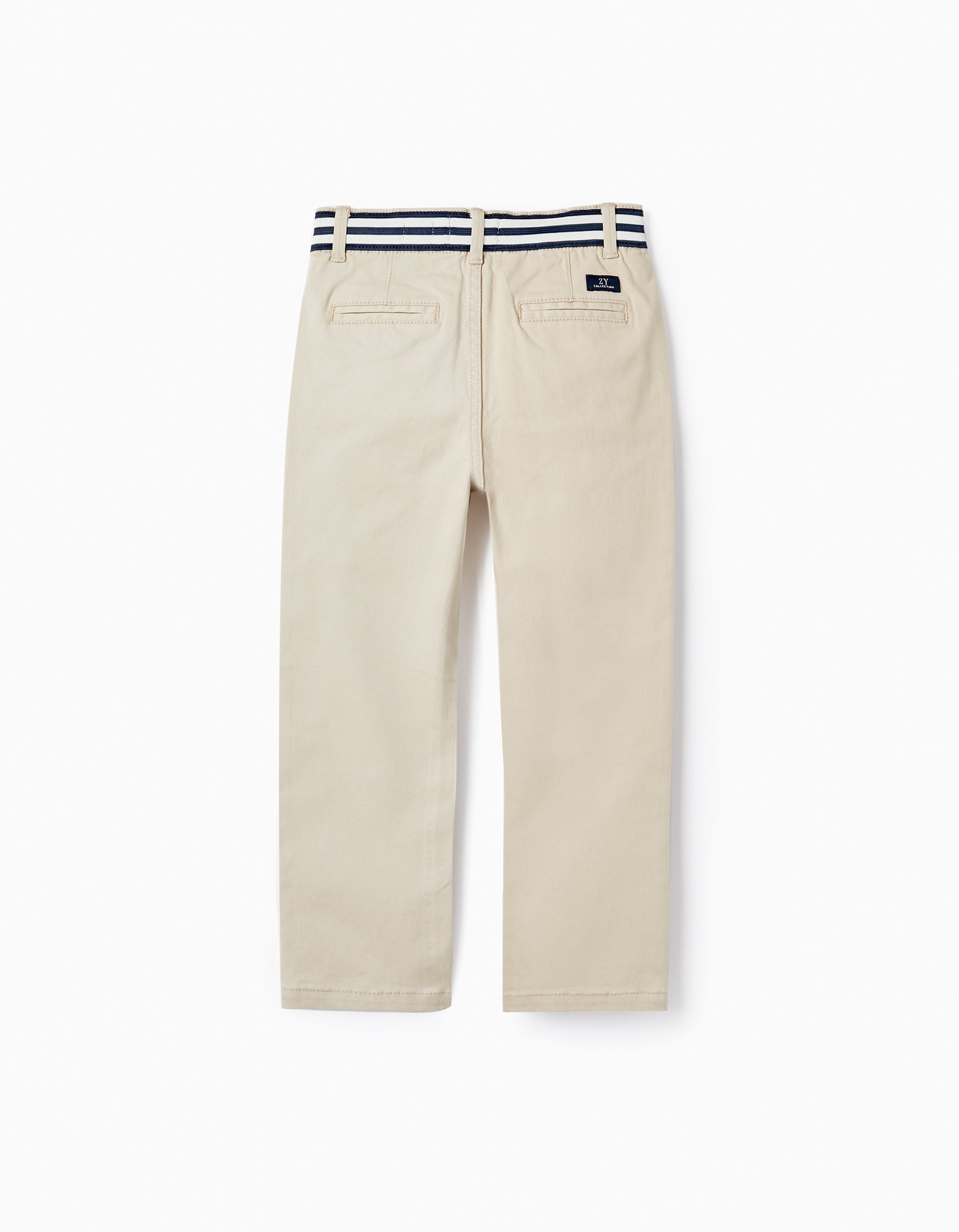 Cotton Twill Trousers for Boys 'Slim Fit', Beige