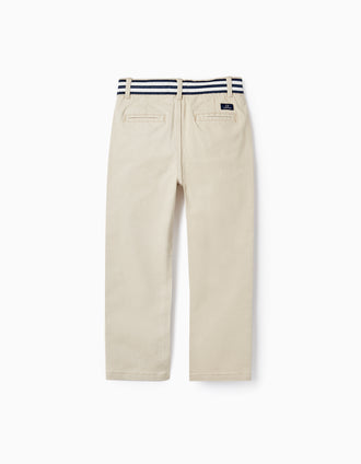 Pantalones de Sarga de Algodón para Niño 'Slim Fit', Beige