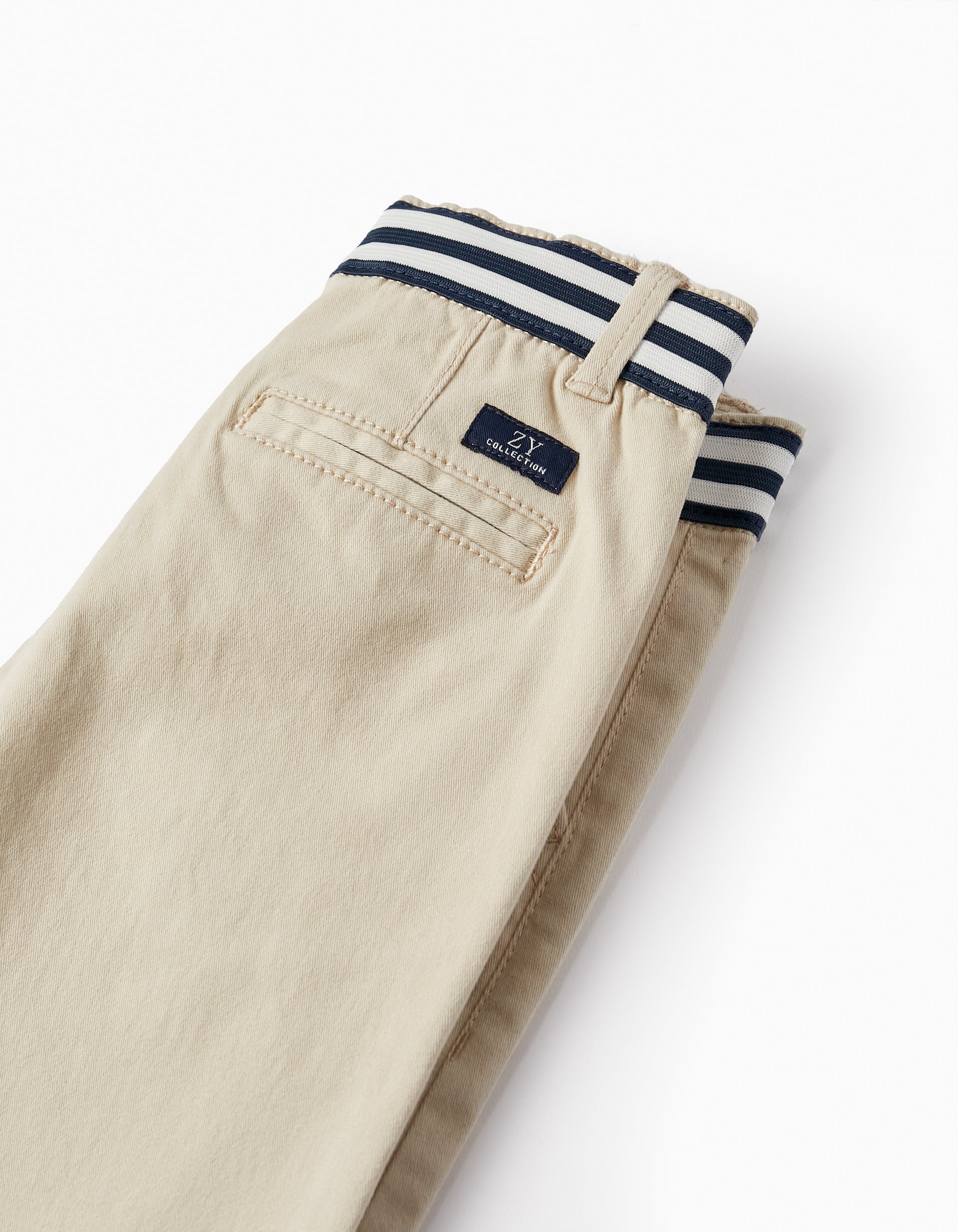 Cotton Twill Trousers for Boys 'Slim Fit', Beige