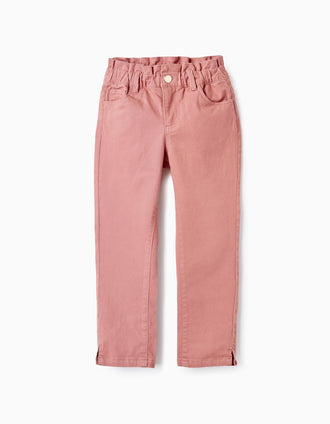 Calças com Cintura Paperbag para Menina, Rosa