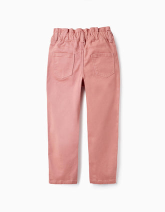 Calças com Cintura Paperbag para Menina, Rosa