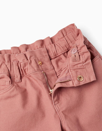 Calças com Cintura Paperbag para Menina, Rosa