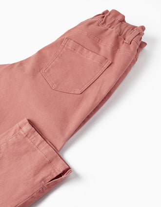 Calças com Cintura Paperbag para Menina, Rosa