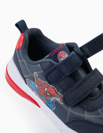 Baskets avec Lumières pour Garçon 'Spider-Man', Bleu Foncé/Rouge