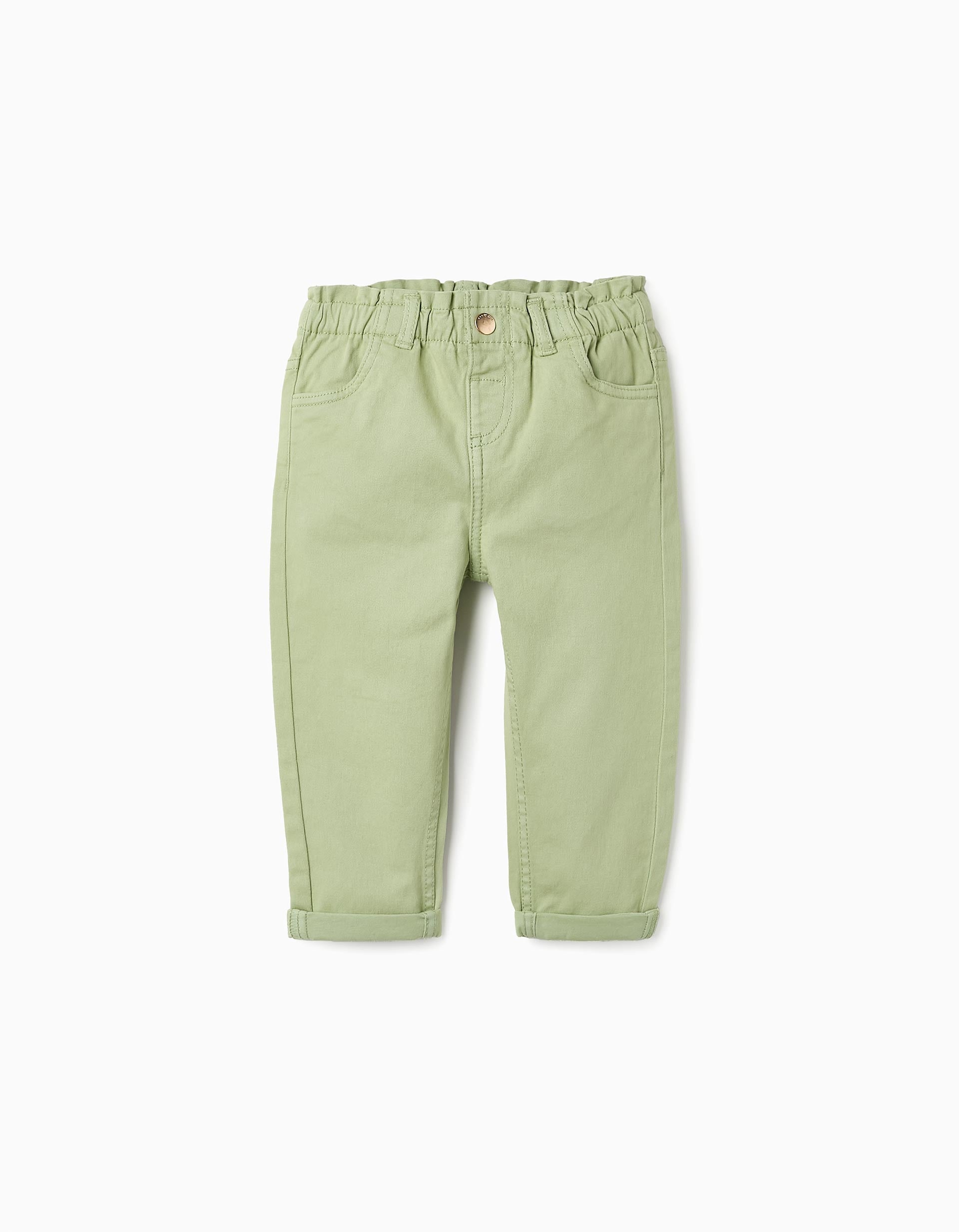 Paperbag Trousers for Baby Girls, Light Green