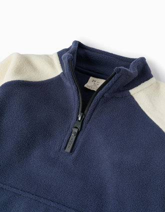 Jersey Polar para Niño, Beige/Azul Oscuro