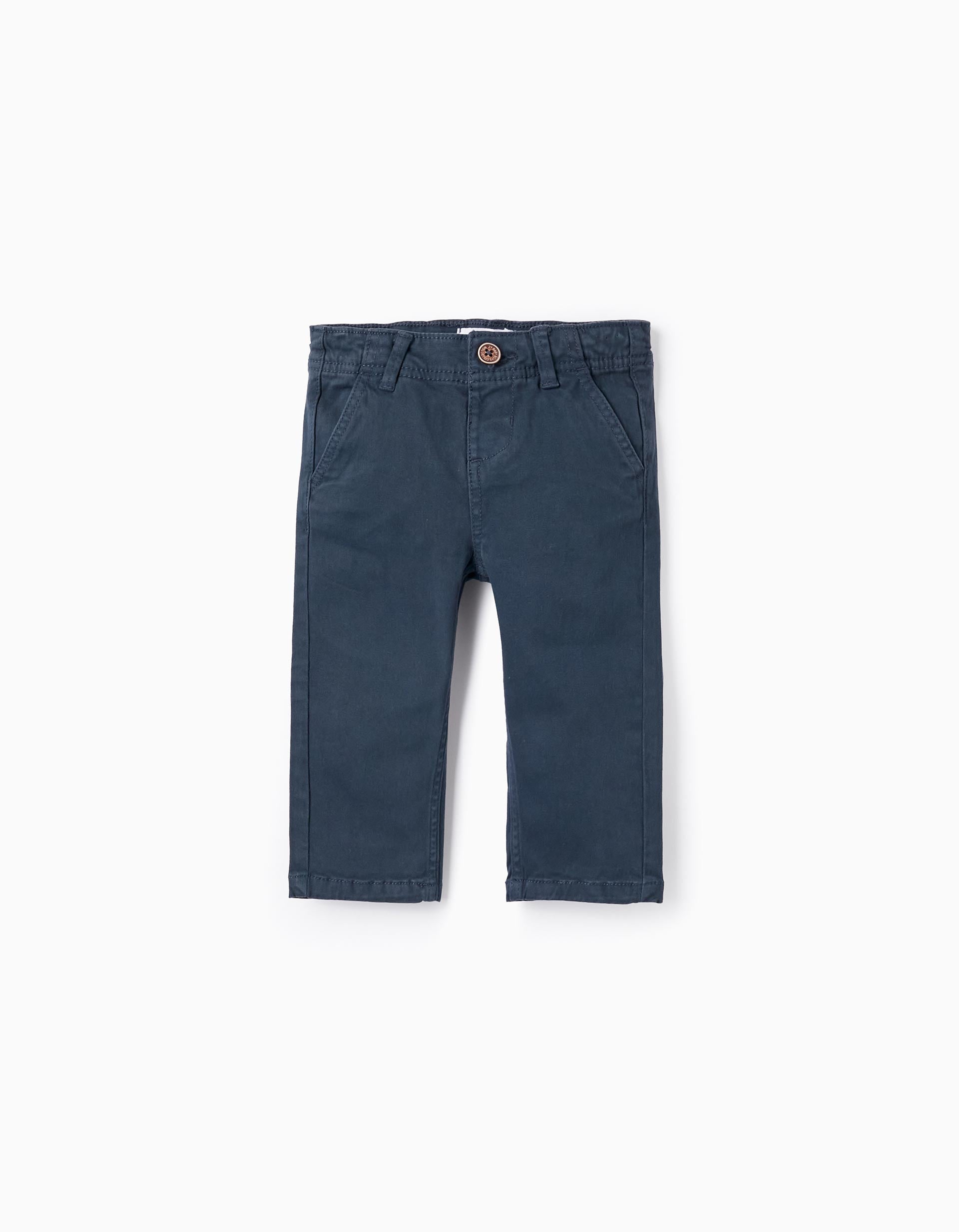 Cotton Chino Trousers for Baby Boys, Dark Blue