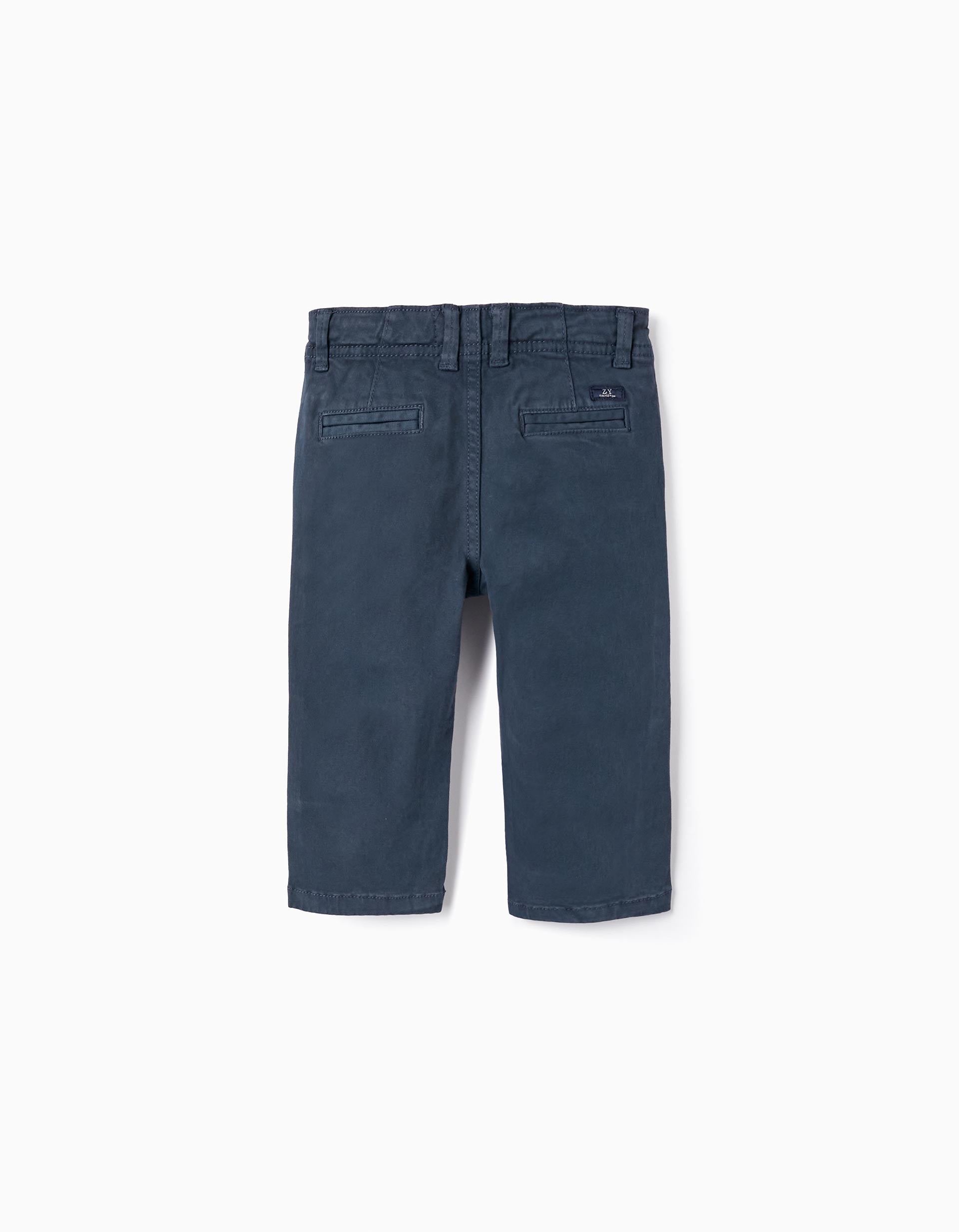 Cotton Chino Trousers for Baby Boys, Dark Blue