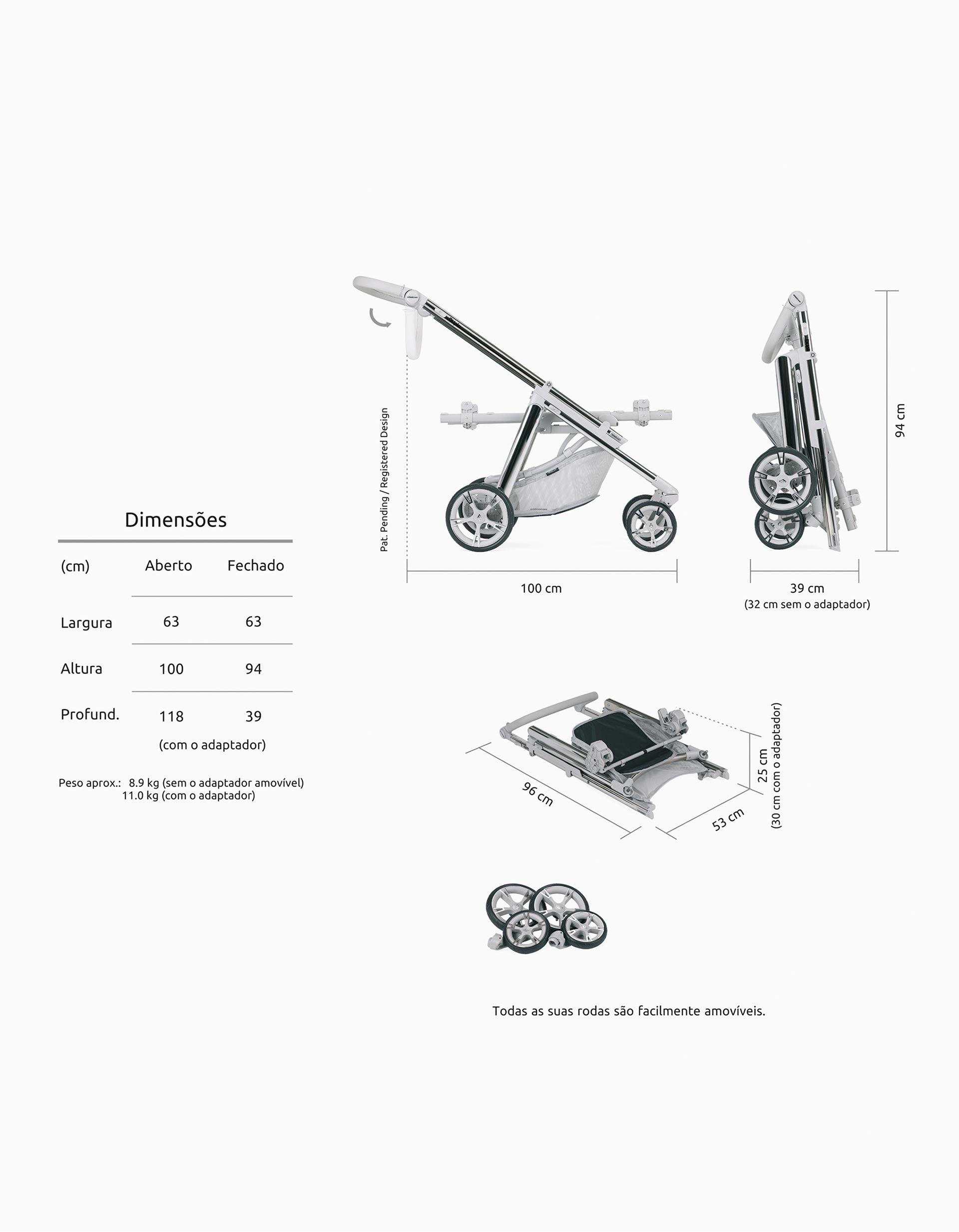 Carrinho De Gémeos Dupla Crom Grey Bébécar