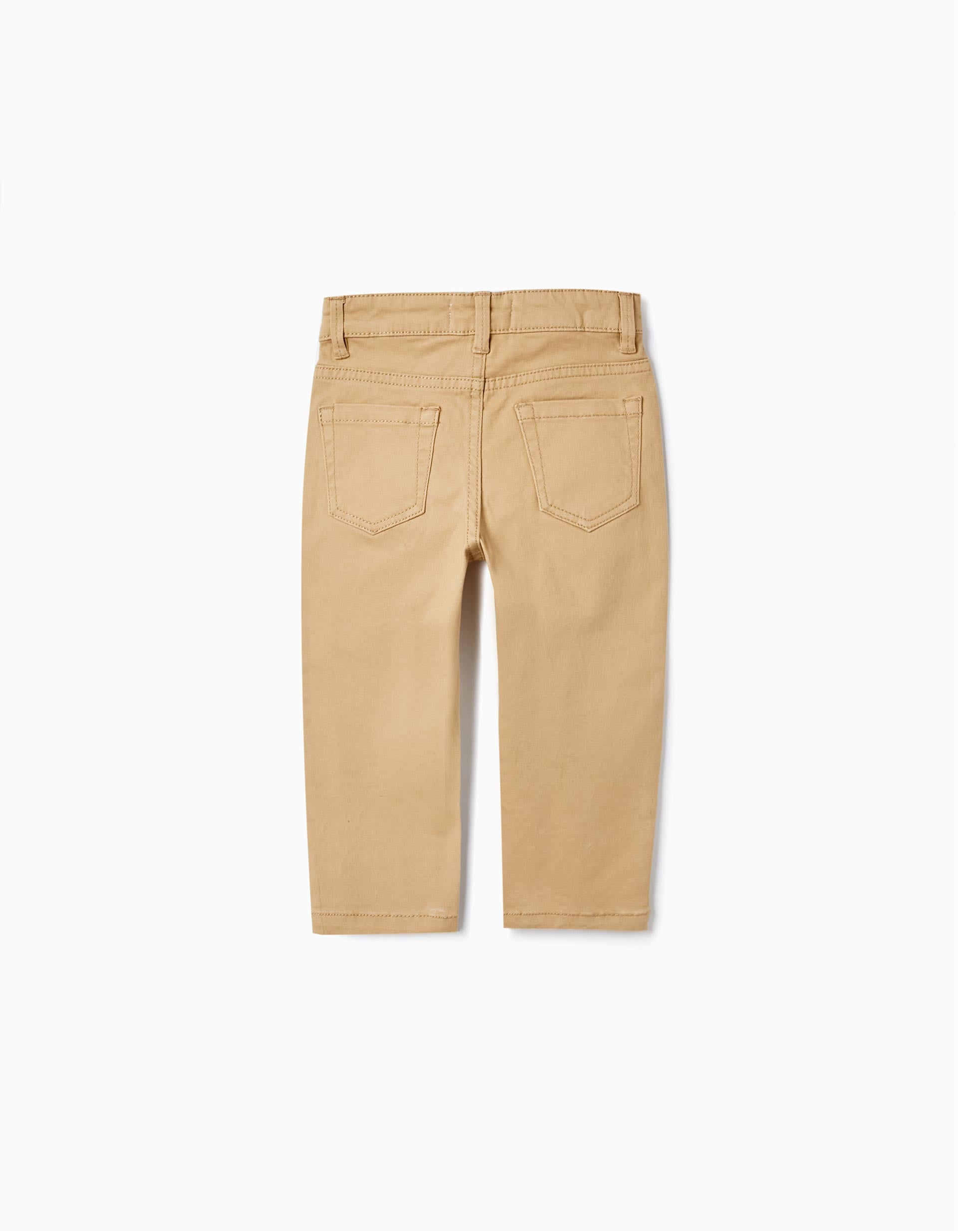 Cotton Twill Trousers for Baby Boys, Beige