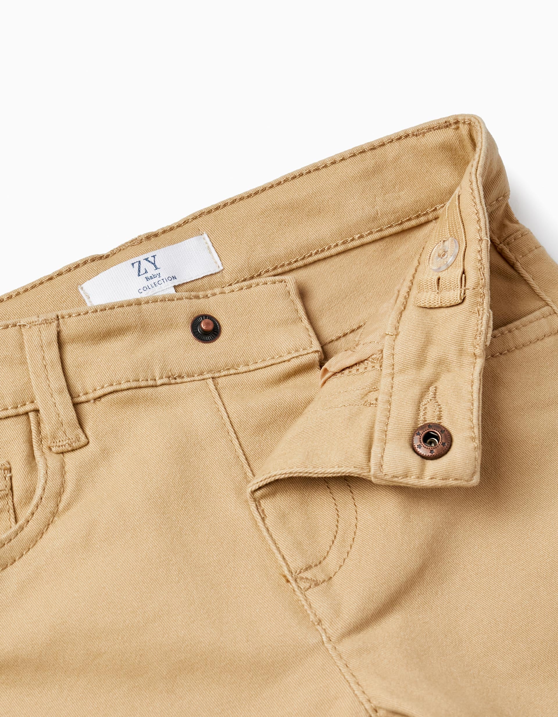 Cotton Twill Trousers for Baby Boys, Beige