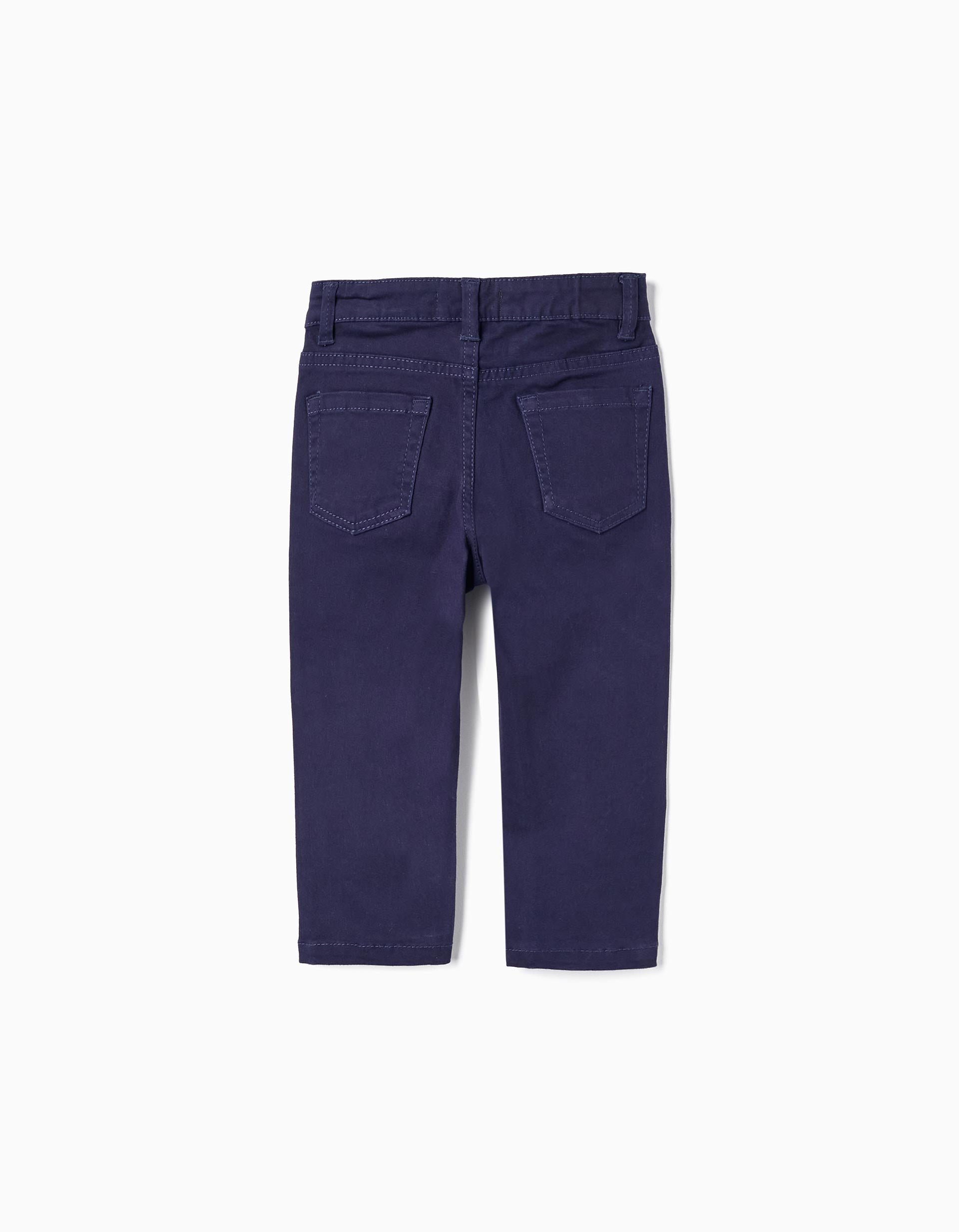 Cotton Twill Trousers for Baby Boys, Dark Blue