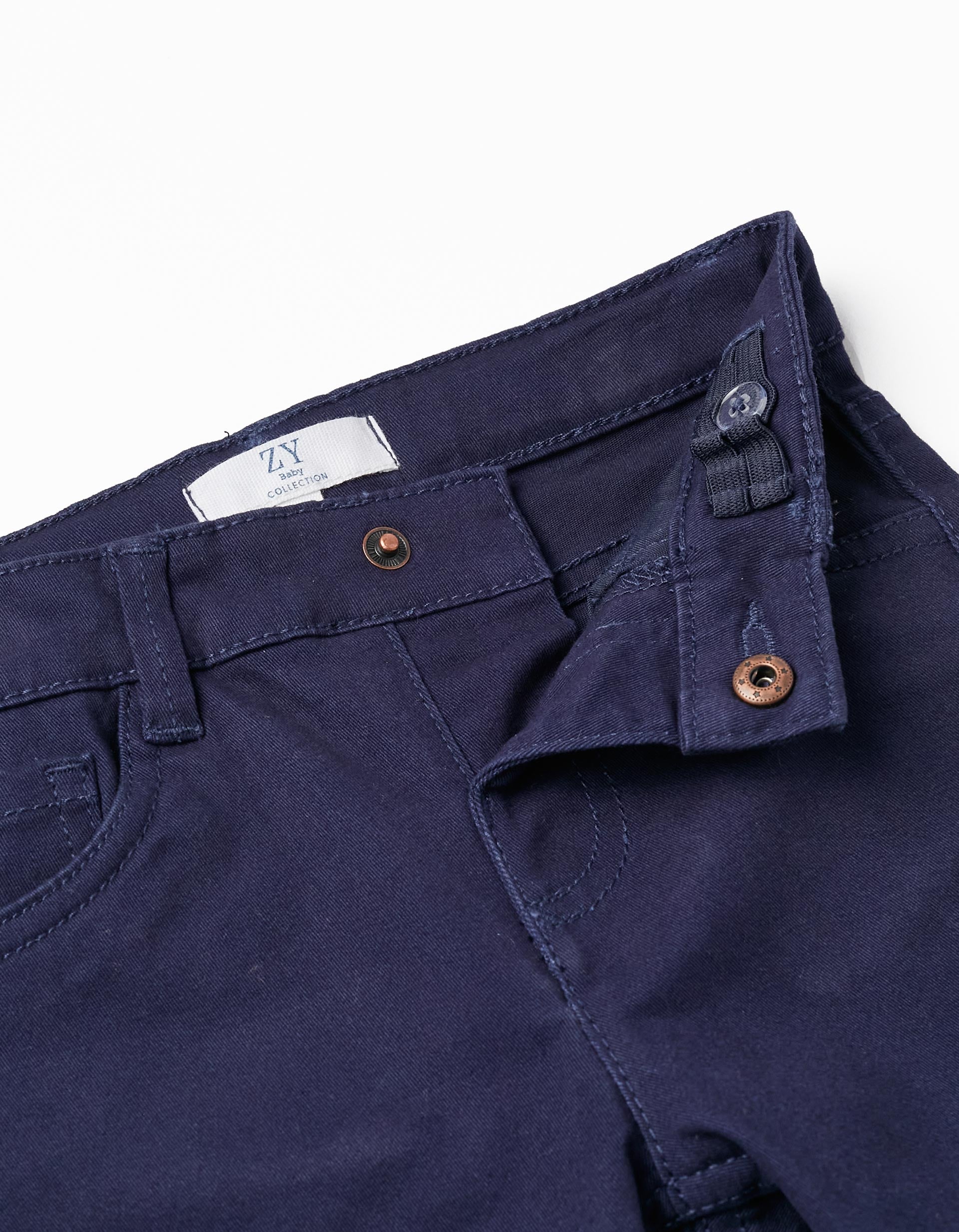 Cotton Twill Trousers for Baby Boys, Dark Blue