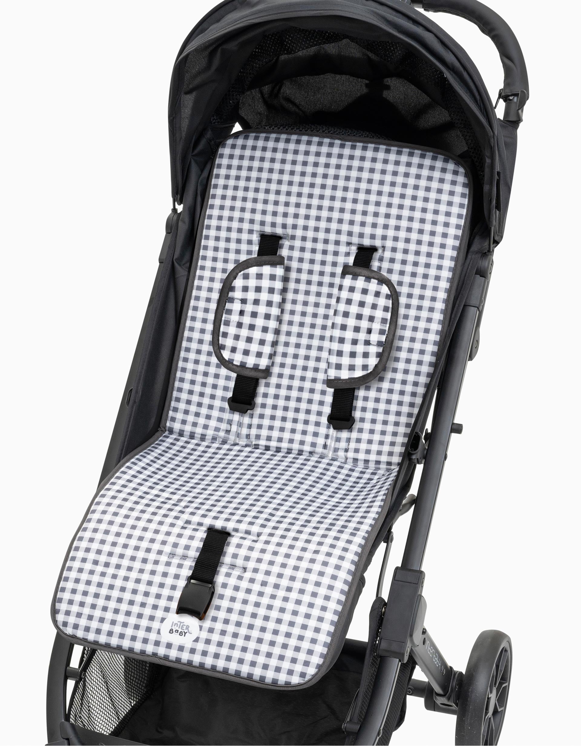 Capa Universal Para Assento E Protetor De Cinto Vichy Grey Interbaby