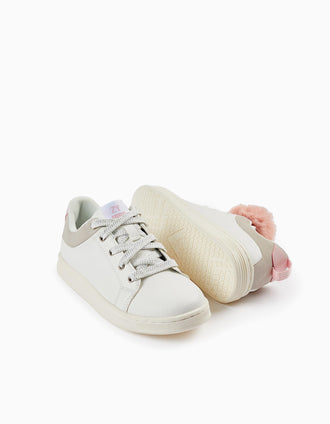 Sapatilhas com Pompons para Menina 'ZY 1996', Branco/Rosa