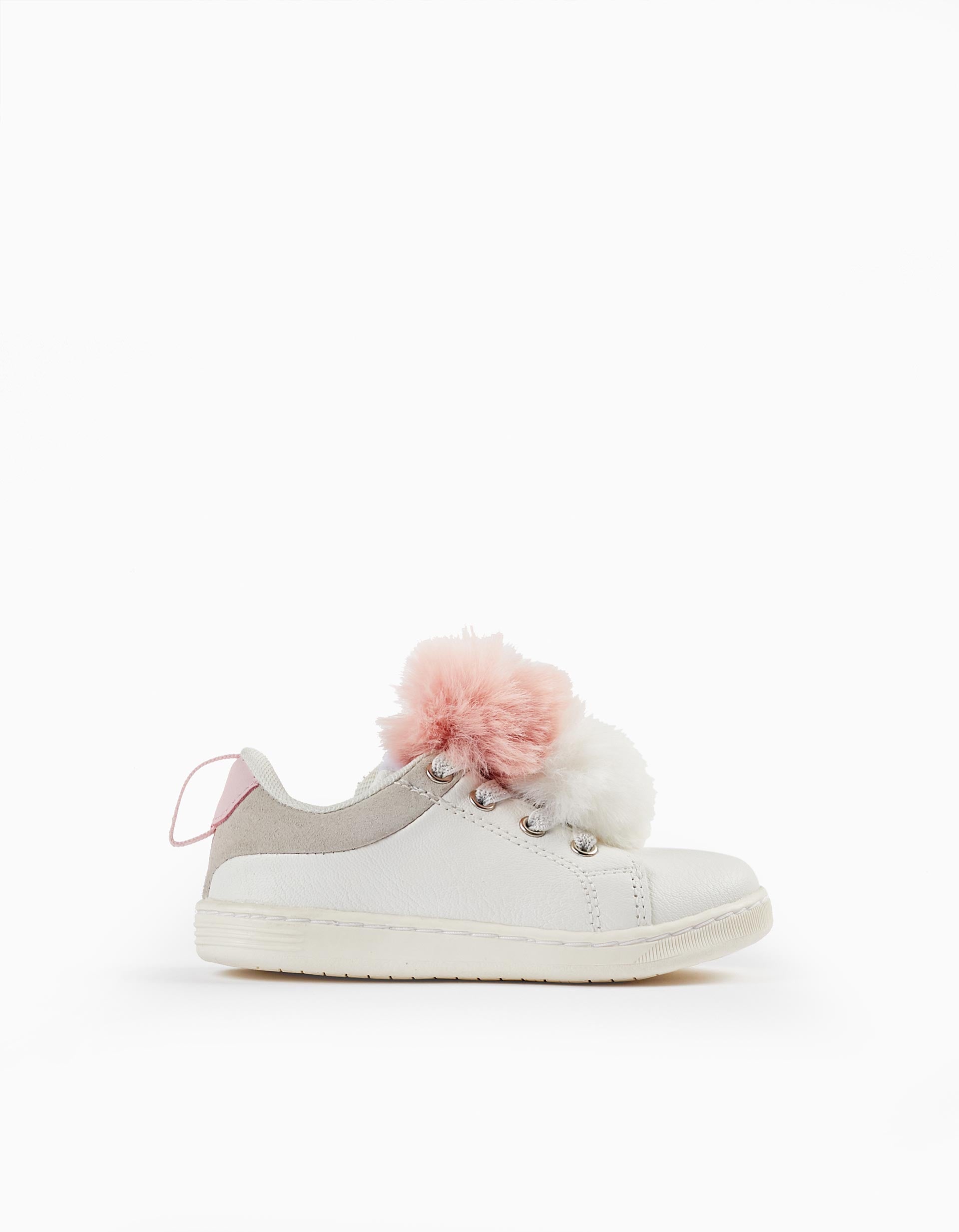 Trainers with Pompons for Baby Girls 'ZY 1996', White/Grey/Pink